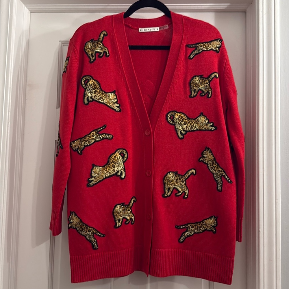 Alice + Olivia Bradford Embellished Bengal Grandpa Cardigan | Sz S